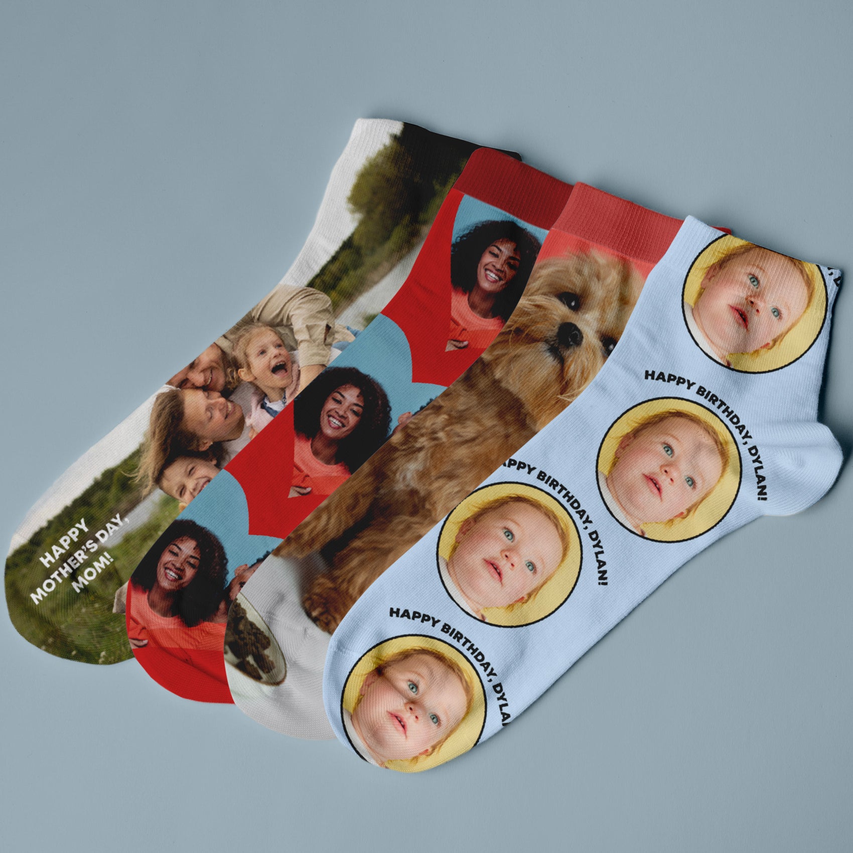 Custom Photo Socks, No Show to Knee High